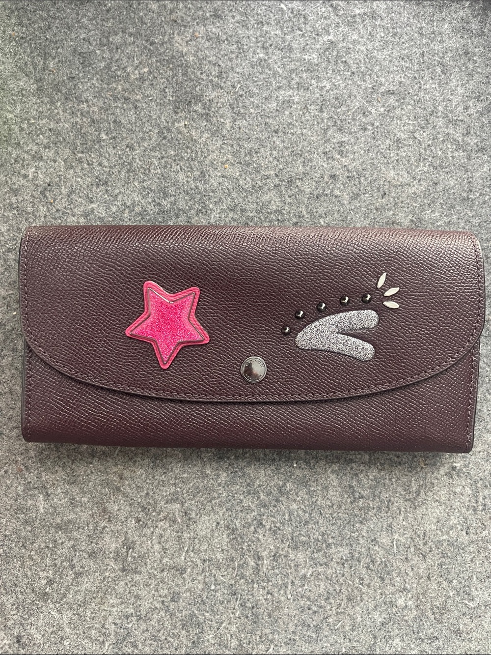 Coach Out Law Bear Women's Burgundy large wallet